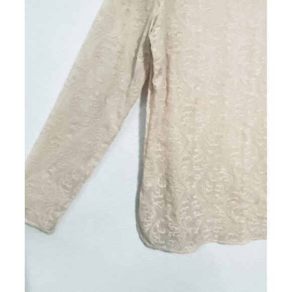 LOFT Top Womens Medium Lace Pullover Long Sleeve Blush Pink Cottagecore Boho - Picture 2 of 7